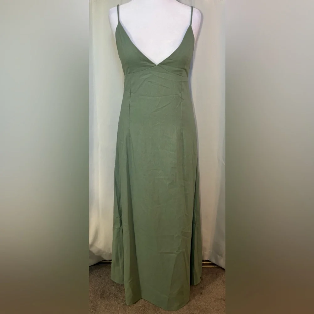 NWT Peppermayo Sage Open Back Linen Blend Maxi Dress XL - Picture 2 of 10